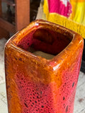 1970s West German Fat Lava Twisted Ceramic Vase | Rare Chunky Red Glaze, VGC