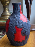 Rare 1960s West German Marei Keramik Fat Lava Vase – Red & Volcanic Glaze