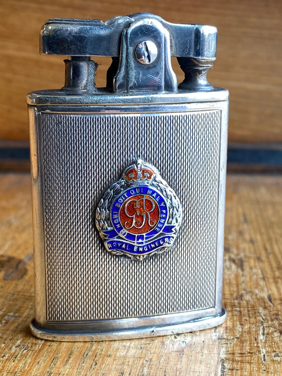Sterling silver Royal Engineers lighter inscribed to Major William Wiseman