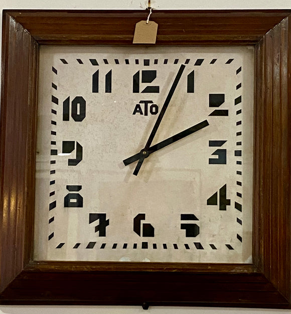 Large 1930s French Art Deco Wall Clock by ATO – Restored & Working