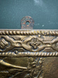 1920s Brass Repoussé Coat and Hat Rack with Bevelled Mirror