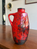 Mid-Century Jopeko Keramik Fat Lava Vase – Red & Black, 20.5cm