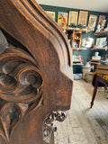 Antique Gothic Revival Carved Oak Lectern, 19th Century Ecclesiastical Church Furniture with Tracery Panels and Carved Finials