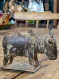 Vintage Patinated Metal Sacred Cow Figurine – Small Decorative Sculpture