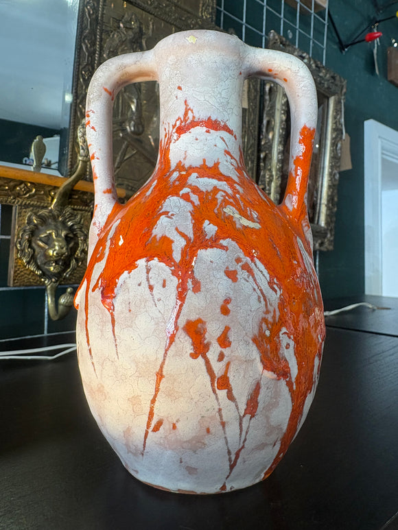 1970s Marei Keramik West German vase with red lava glaze
