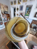 Large Mould-Blown Glass Vase in Swirled Earth Tones – 33.5cm