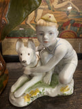 1950s Russian Porcelain Figurine – Young Soviet Border Guard with Dog – Lomonosov Factory – 13cm