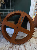 Vintage Wooden Cog Wheel Pattern – Industrial Gear Form – 52cm