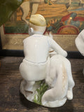 1950s Russian Porcelain Figurine – Young Soviet Border Guard with Dog – Lomonosov Factory – 13cm