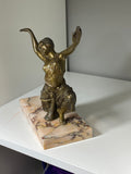 1920s Art Deco Exotic Dancer – Gilt Spelter Figure on Marble Base