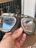 Vintage WWII-Era RAF Pattern Split-Lens Flying Goggles — Stadium-Style, Made in England