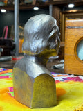 Aluminium bust of Maxim Gorky, 1981 – Soviet-era sculpture from Leningrad, vintage Russian metal art