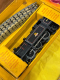 Black 0-6-0 Hornby Dublo locomotive in box compartment of train set