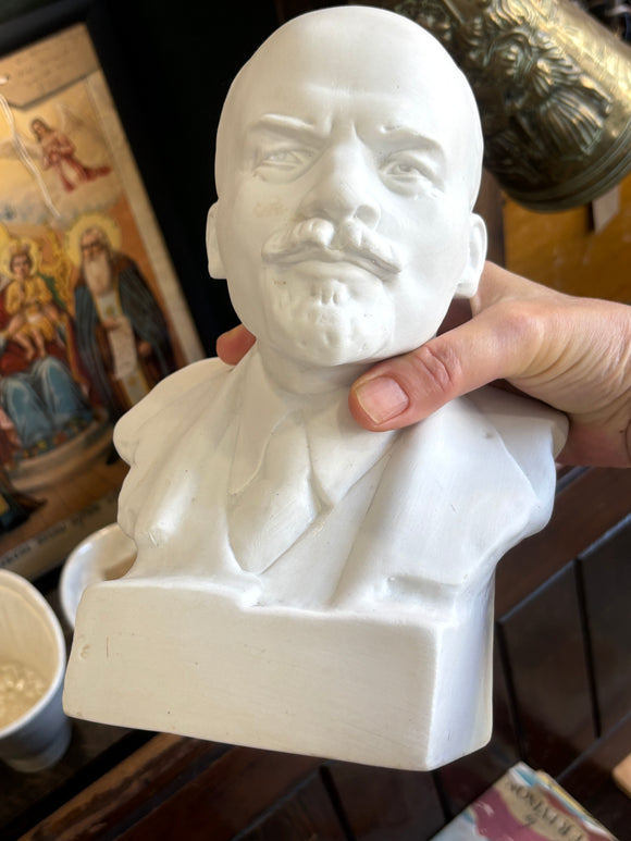 Vintage Bisque Porcelain Lenin Bust – Soviet Era, 23.5cm