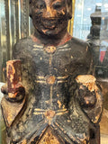 Black robe with gilt buttons and red tablet on antique Chinese ancestor figure