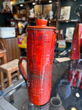 Mid-Century Studio Pottery Jug with Lid | Red Drip Glaze Ceramic