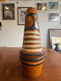 Mid-Century Scheurich West German Pottery Jug Vase – Brown, Cream & Black