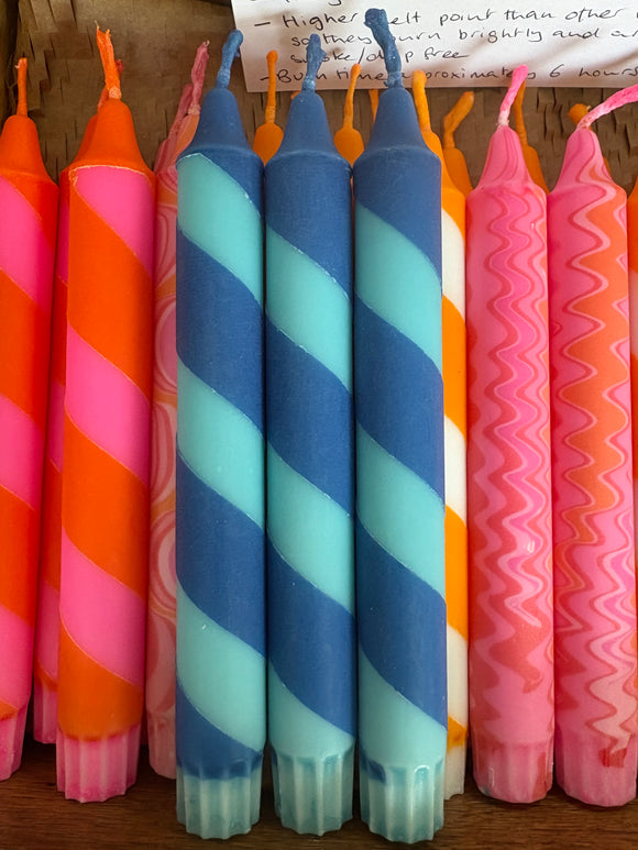 Aqua & Blue Helter Skelter Candle – True North Chandlers