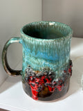 Vintage Glit Iceland Lava Pot / Pitcher – Multicolour Drip Glaze, 14cm