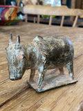 Vintage Patinated Metal Sacred Cow Figurine – Small Decorative Sculpture