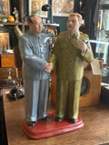 Mid-Century Ceramic Statue – Chairman Mao & Josef Stalin, Chinese Mark