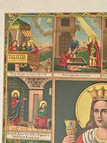 Antique lithograph of the life and suffering of Saint Barbara