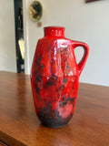 Mid-Century Jopeko Keramik Fat Lava Vase – Red & Black, 20.5cm