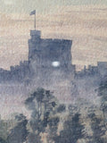 Close-up of Windsor Castle Round Tower in Dawn at Windsor watercolour
