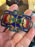 Art Nouveau Enamel & Brass Nurse Buckle – Victorian Two-Part Buckle