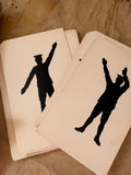 Two semaphore flash cards showing different signalling positions