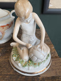 Mid-Century Russian Porcelain Figurine – Boy with Football – Chudovo Factory – 14cm High