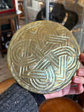 Arts and Crafts Brass Dish, Celtic Knot Design, Pie Crust Rim