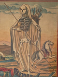 Antique 19th Century Russian Lubok Lithograph – Anika the Warrior & Death – Framed (45cm x 36.5cm)