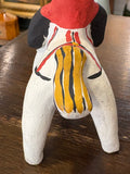 Vintage Russian Kargopol Folk Art Clay Toy Figurine – Red Jacket Horseman, Hand Painted