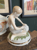 Mid-Century Russian Porcelain Figurine – Boy with Football – Chudovo Factory – 14cm High