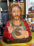 Vintage French Chalkware Jesus Bust – Large Religious Icon (34cm)