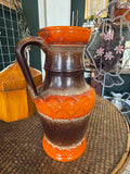Vintage West German Fat Lava Jug — Ü-Keramik (Übelacker), Orange & Brown, Form 1815-25