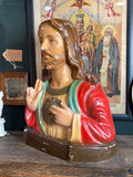 Vintage French Chalkware Jesus Bust – Large Religious Icon (34cm)