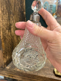 Antique Cut Glass Perfume Bottle with Sterling Silver Collar