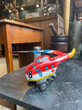 Vintage 1970s Japanese Tin Wind-Up Helicopter – MYK Japan H-19 Swiss Rescue