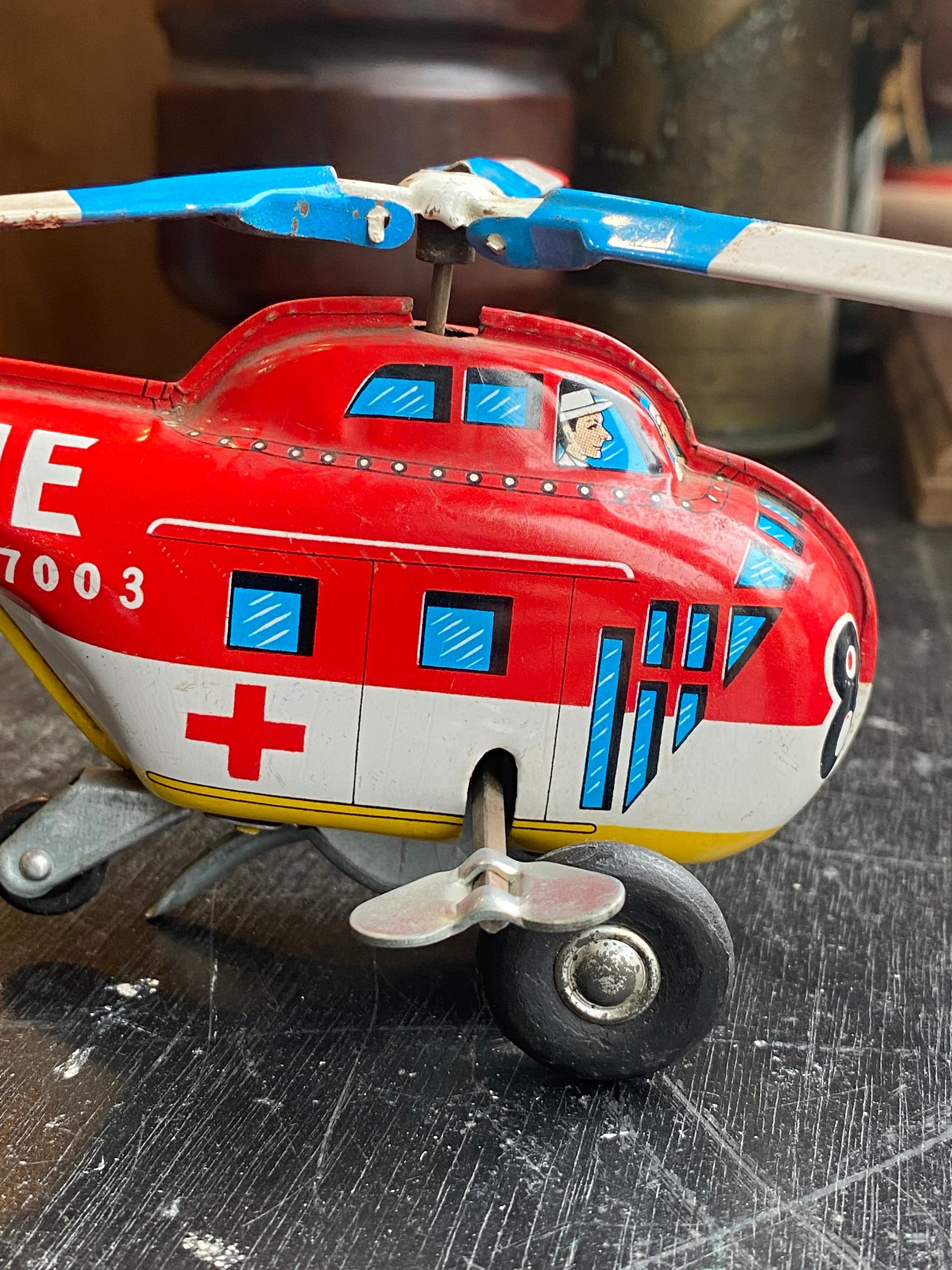 Hélicoptère Vintage KY-51A Highway Patrol – K.Y. Japan 1970 – Tôle & Plastique – Neuf