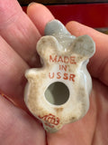 Base of Lomonosov porcelain hippopotamus figure showing the maker’s mark and the words ‘Made in USSR’