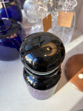 1960s Belgian Black Glass Apothecary Jar with Psychedelic Purple Design