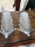 Vintage 1930s wall lights with stepped glass design