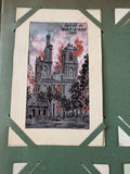 Antique woven silk postcard of the bombed church at Mont-Saint-Éloi, 1915