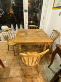 Charming Antique Pine Table & Set of Four Elegant Chairs