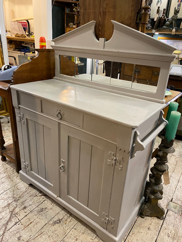 Antique Painted Pine Chiffonier/Washstand with Mirror Tiles