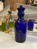 Tall Cobalt Blue Hand-Blown Glass Jar with Glass Stopper