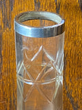 Glass bud vase with silver collar