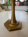 Vintage Brass Candlestick – Hexagonal Base & Round Bobeche – 21cm High